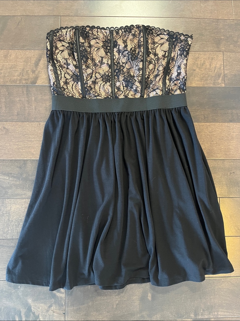 Elle Black Strapless Lace Bodice Dress 8